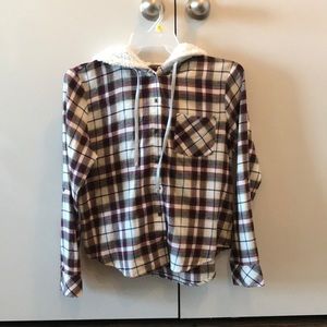Button-up Flannel Wool Hoodie